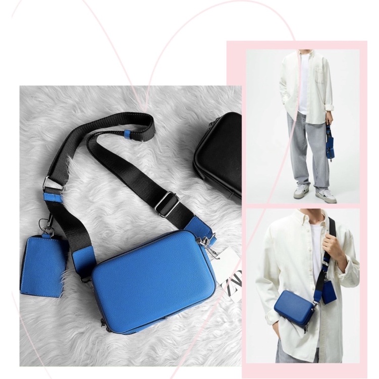 TNS-Túi đeo chéo unisex dạng hộp thời trang Zai•Rai crossbody bag-xanh cobalt cá tính