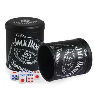 Cốc Lắc Xúc Xắc 6 Viên Xí Ngầu Bằng Da Màu Đen Bạc Dành Cho KTV/Quán Bar/Hộp Đêm
