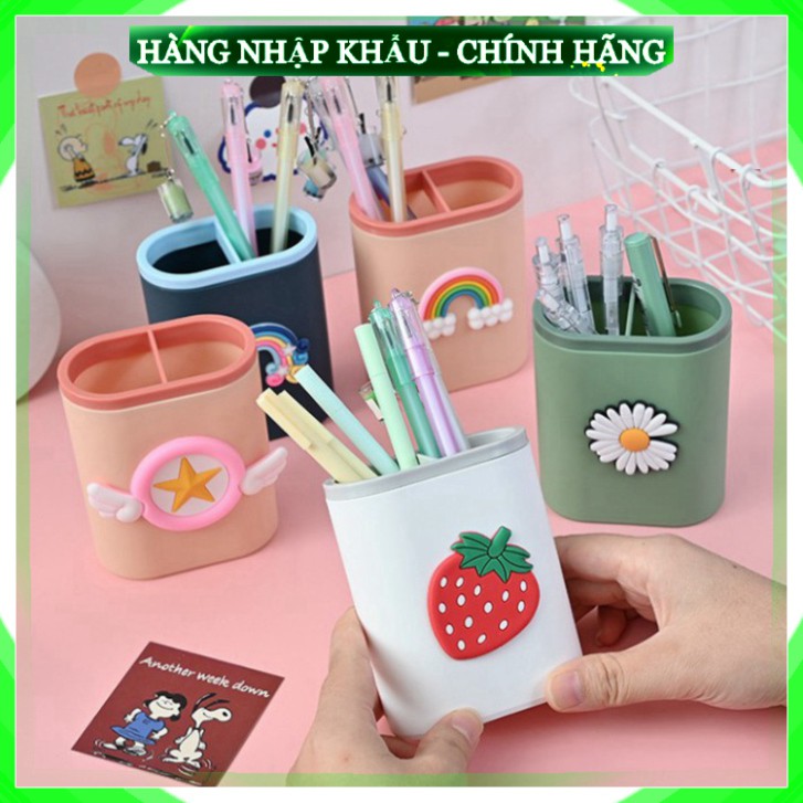 [Hàng Cao Cấp - 1 Đổi 1] Hộp đựng bút, khay đựng bút 2 ngăn chất liệu nhựa để bàn học bàn làm việc tiện lợi, nhiều màu x