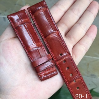 Dây đồng hồ da cá sấu size 16-18-20-22-24-26 nâu đỏ