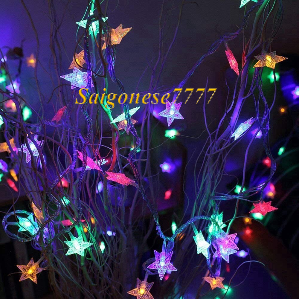 Đèn Led Xài Pin Dài 6M 40 Bóng Đèn Ngôi Sao May MắnTrang Trí Decor Tiệc Noel Lễ Tết Phòng Ngủ Giá rẻ