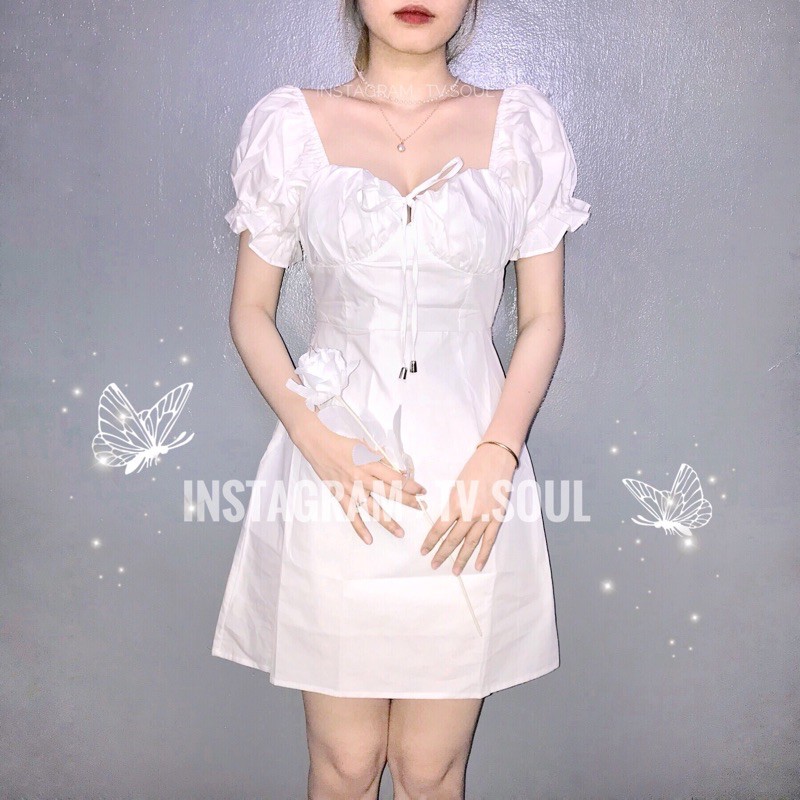 Đầm xoè rút ngực trắng