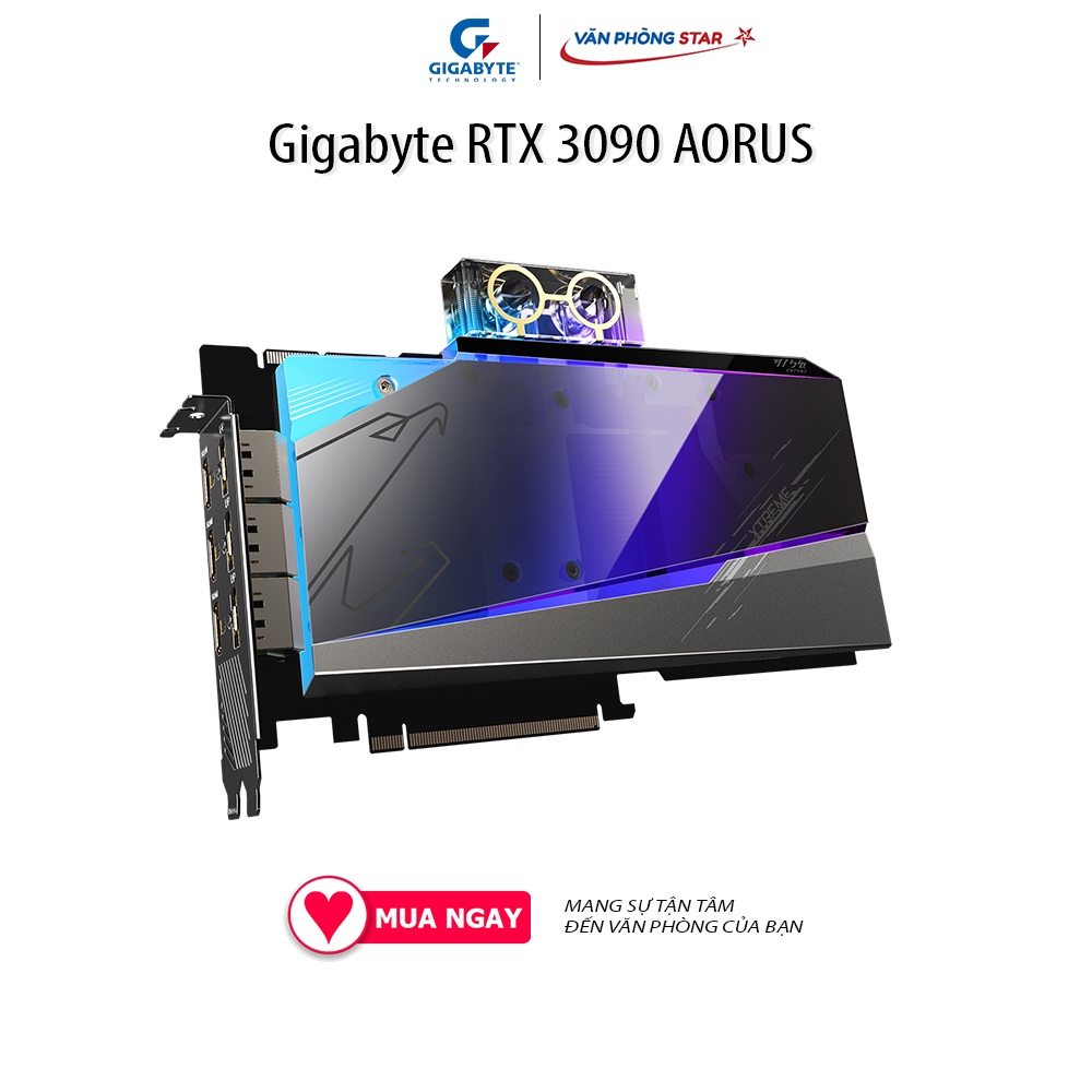 Card màn hình Gigabyte RTX 3090 AORUS XTREME WATERFORCE WB 24Gb Số nhân Cuda 10496 Xung nhịp tối đa 1785 Mhz
