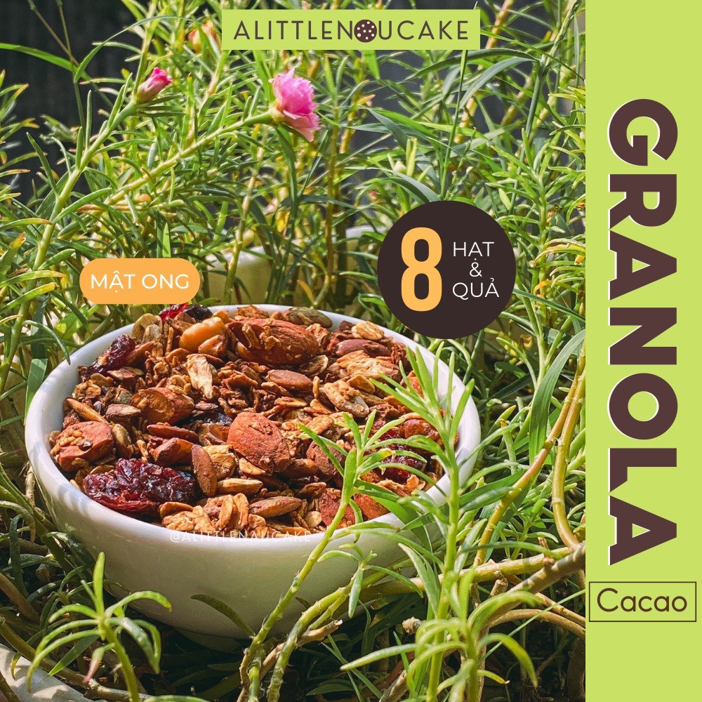 Granola Hạt Dinh Dưỡng Cao Cấp Cacao Nướng Mật Ong Mix 8 Loại Hạt Quả Ăn Sáng 500g- Ăn Vặt Sumo Snack