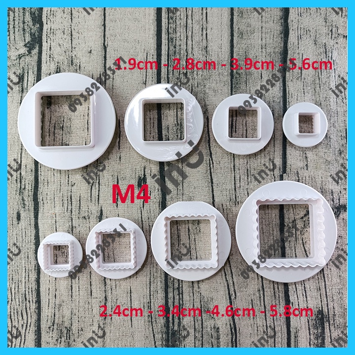 HCM - Bộ khuôn cutter hình khối Tròn Vuông Chữ nhật Tim…cắt fondant trang trí bánh BCT
