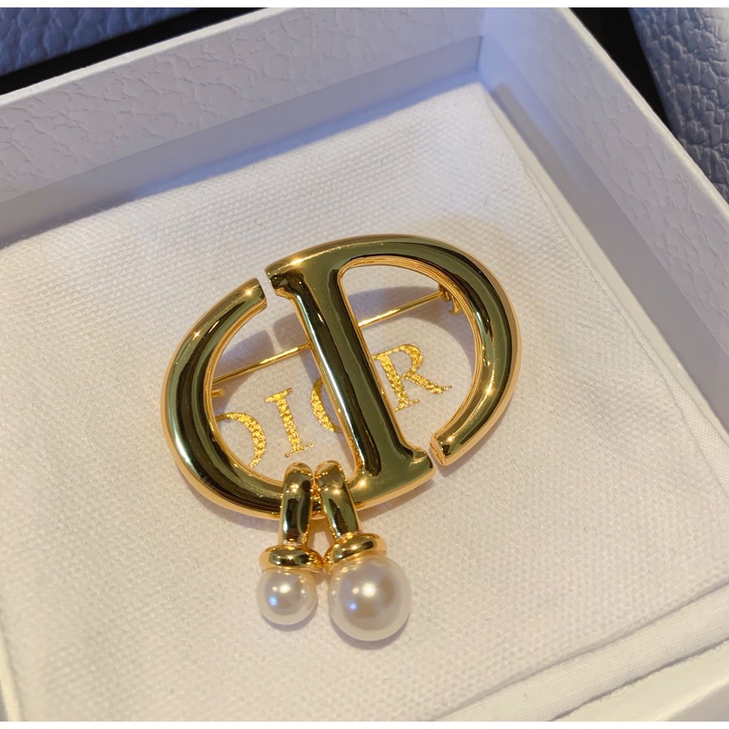 Ghim cài áo mạ bạc 925 hình chữ CD kiểu dáng thời trang