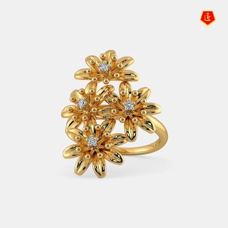 Nhẫn Mạ Vàng 18k Hình Hoa Cúc Sang Trọng