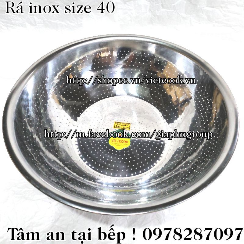 [CHÍNH HÃNG] Rá inox size 40 cm VIETCOOK loại dầy, rá, rổ inox vo gạo inox cao cấp