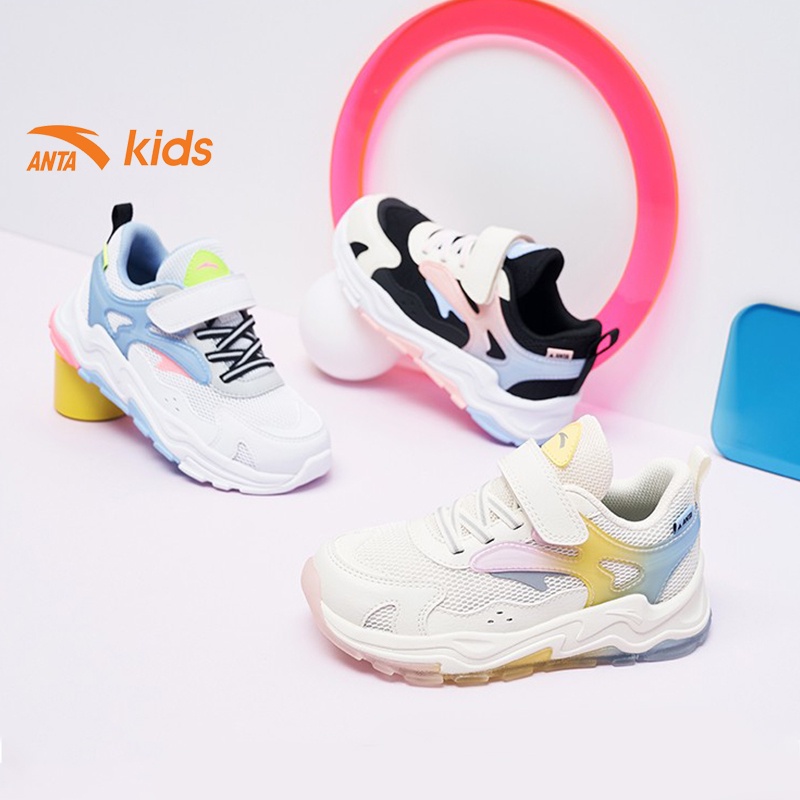 Giày thời trang bé gái Anta Kids quai dán tiện lợi, upper mặt lưới thoáng khí W332139921