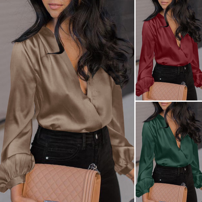 Áo ZANZEA tay dài cổ chữ V thời trang châu Âu cho nữ