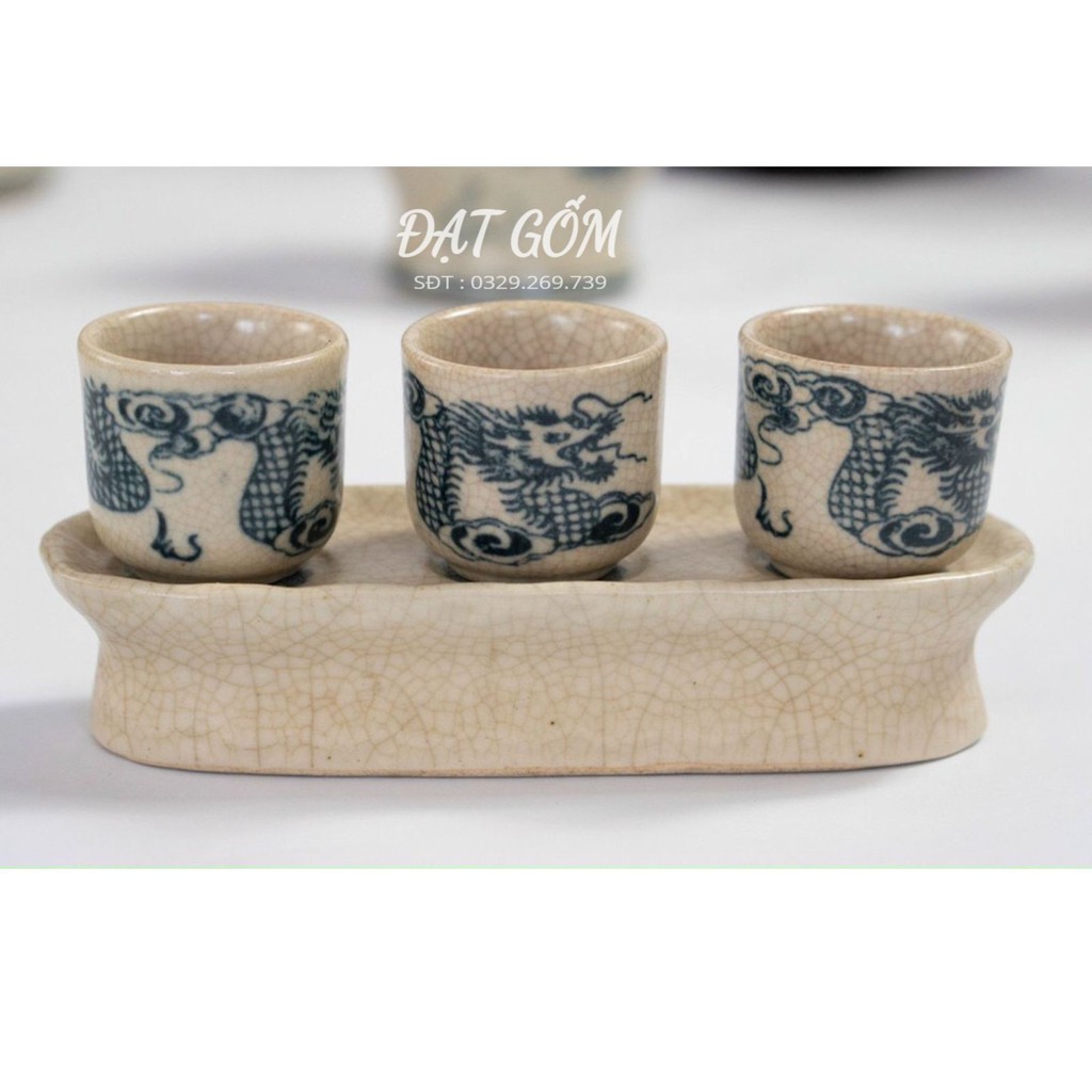 Đồ thờ cúng  - bộ thờ cúng đồ thờ men rạn vẽ tay gốm sứ Bát Tràng