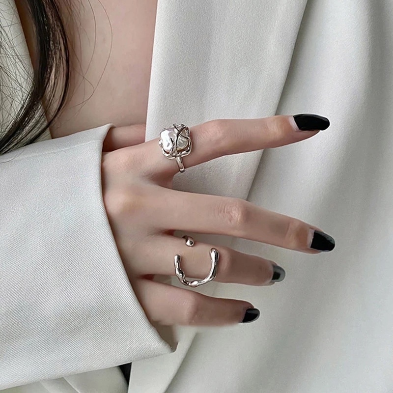 Nhẫn Hợp Kim Mạ Vàng / Bạc Thiết Kế Đơn Giản Thời Trang Cho Nữ