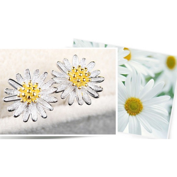 Set khuyên tai, nhẫn hoa cúc Daisy giống GDRAGON
