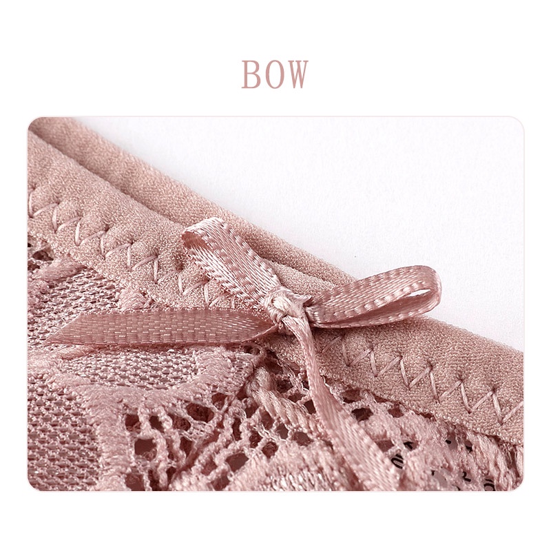 Set 3 quần lót ren trong suốt ZXYOUPING lưng thấp đính nơ quyến rũ cho nữ