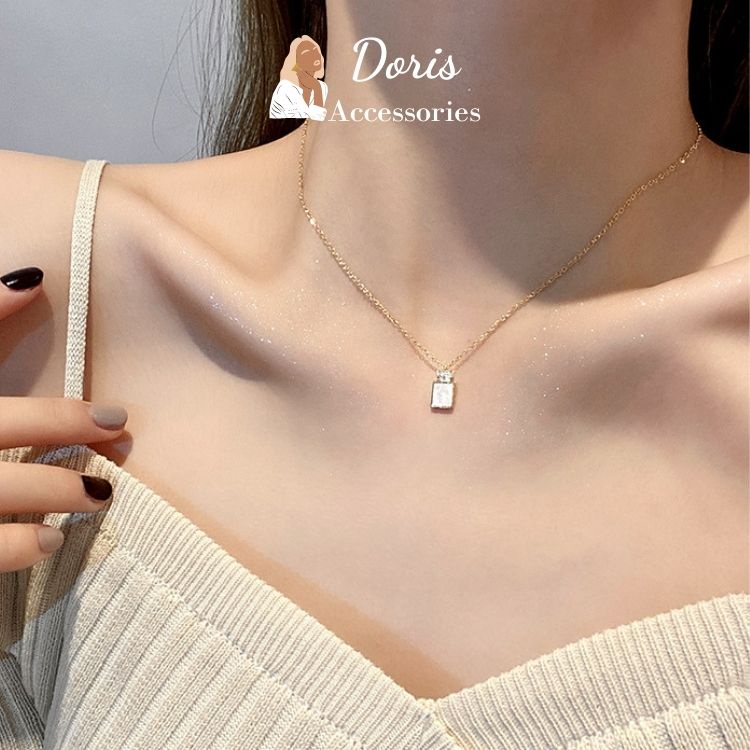 Dây chuyền nữ Doris, vòng cổ nữ mạ vàng dây mảnh, mặt dây hình chai nước hoa đính đá sang trọng NT_C006