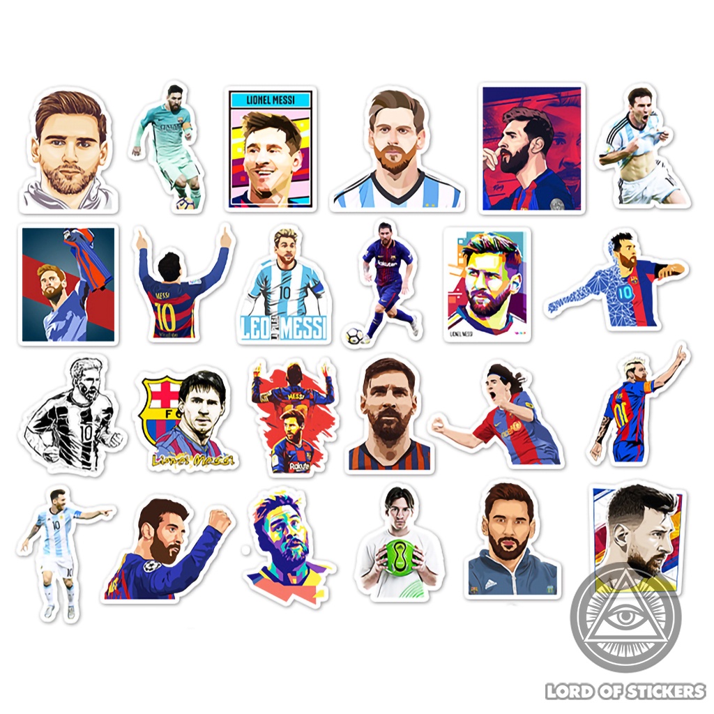 Set 51 Hình Dán Messi Sticker Cầu Thủ Bóng Đá Chống Thấm Nước Trang Trí Mũ Bảo Hiểm, Ván Trượt, Điện Thoại, Laptop, Vali