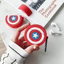 Case Airpod 1/2/Pro Khiên Captain America/ Vỏ bao ốp Airpods Silicon