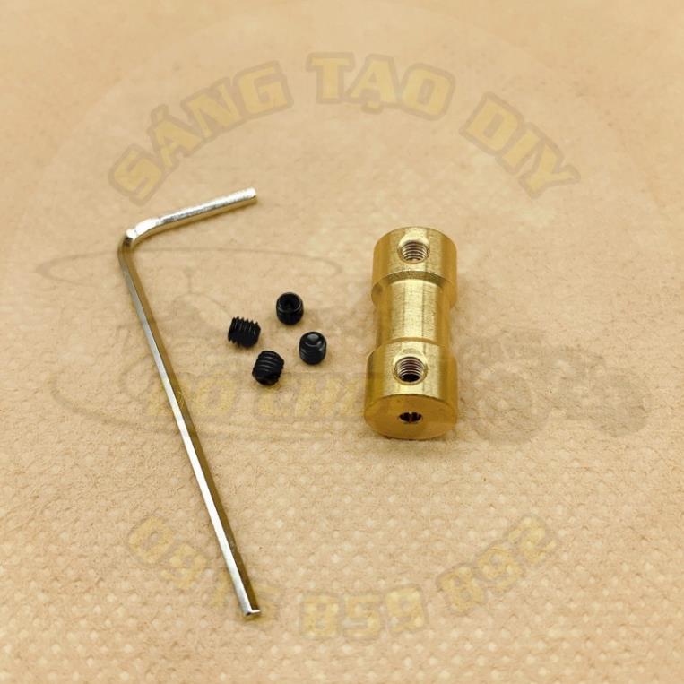 Trục đồng nối motor có kèm ốc và lục lăng (Khớp nối đồng, khớp nối trục cứng, khớp nối trục động cơ 2 đầu)