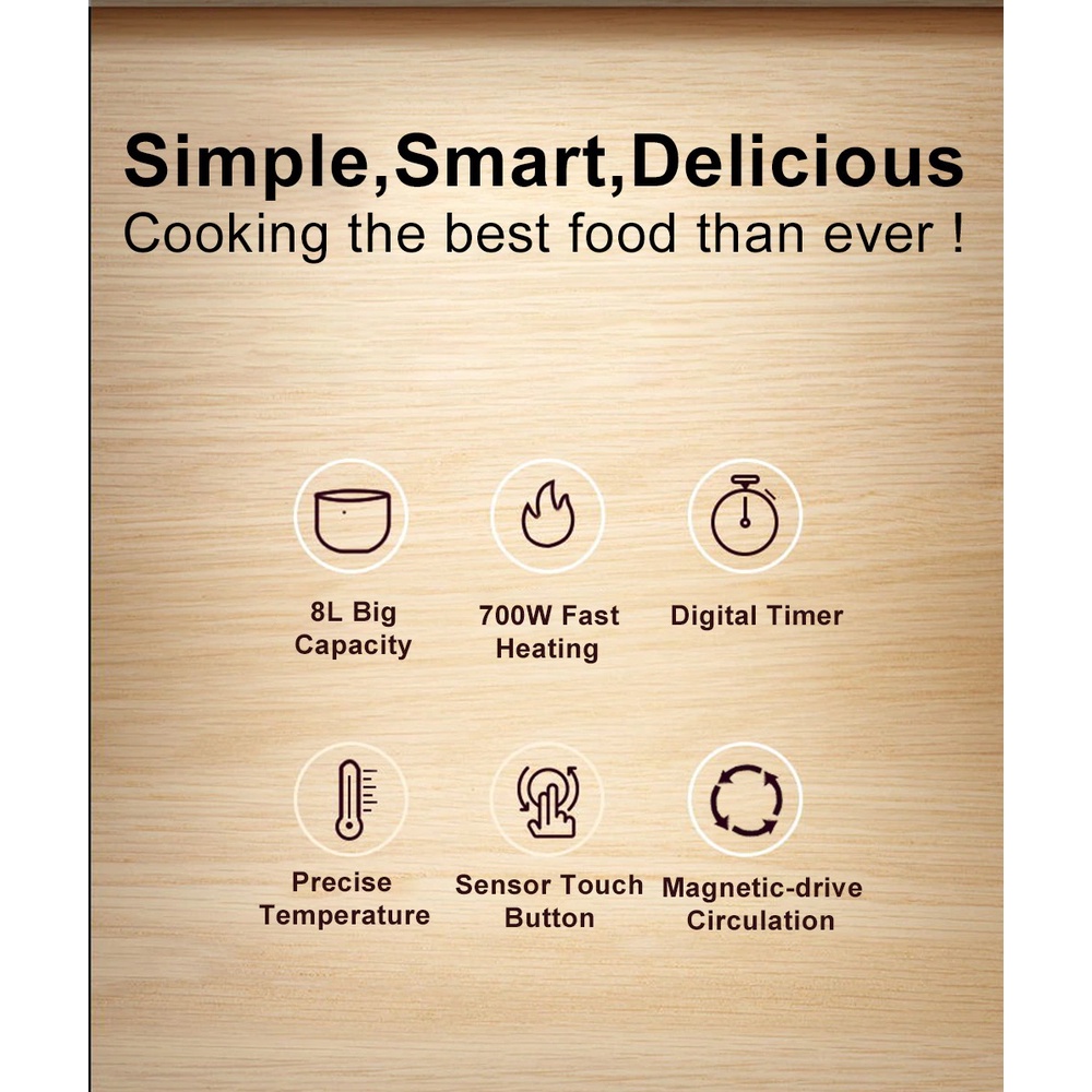 Máy nấu chậm Sous vide BioloMix LS-SV03A thế hệ thứ 6 tích hợp thùng nấu 8L