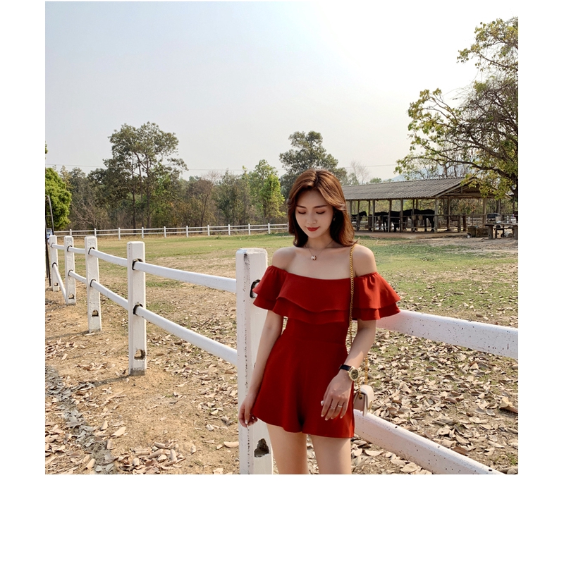 Bộ Áo Liền Quần Trễ Vai Dáng Rộng Eo Cao Quyến Rũ Trẻ Trung Cho Bạn Gái | BigBuy360 - bigbuy360.vn