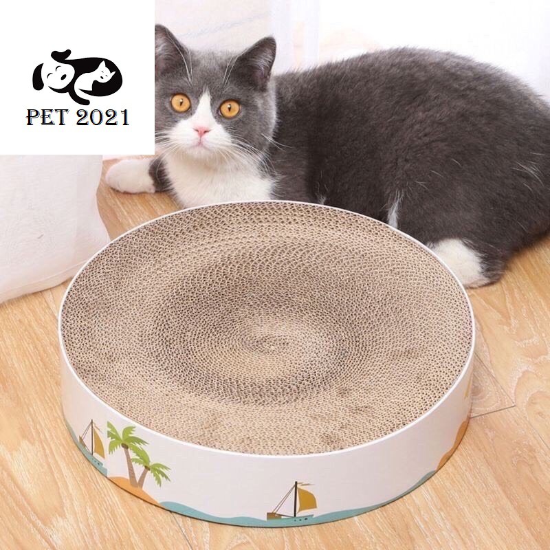 Bàn Cào Móng Hình Tròn,Ổ Nằm Dành Cho Mèo ( Kèm Catnip) - PET 2021