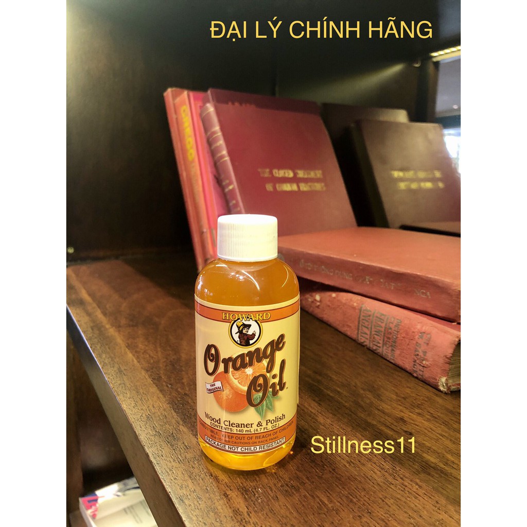 [Hàng Mỹ chính hãng]. Nước lau sạch bóng đồ gỗ nội ngoại thất, hương cam. Orange oil Howard. 140ml