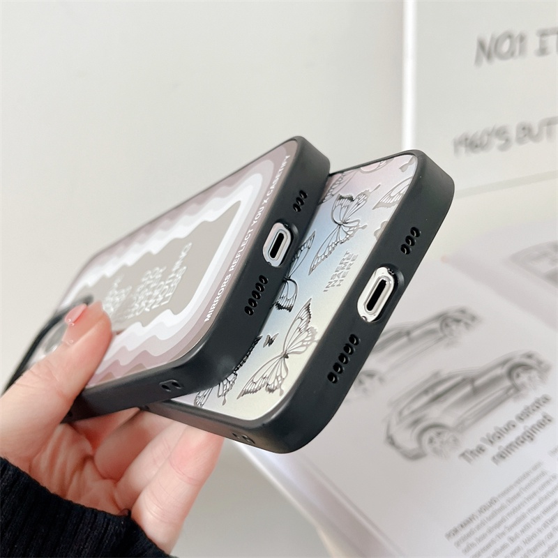 Ốp Điện Thoại In Hình Bướm Và Sóng Biển Cho Iphone 14 Pro Max 13 Pro Max 11 Pro Max 12ProMax 6 / 7G 7 / 8 Plus