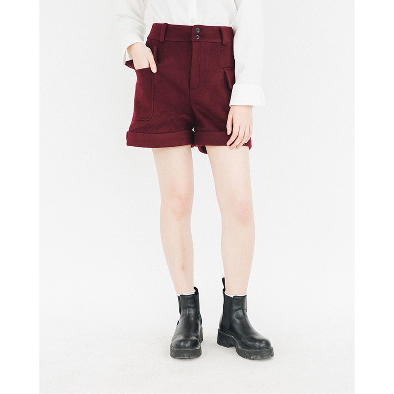Quần short nữ SSSTUTTER vải dạ dáng chữ A thiết kế túi hộp bên sườn trẻ trung cozy shorts