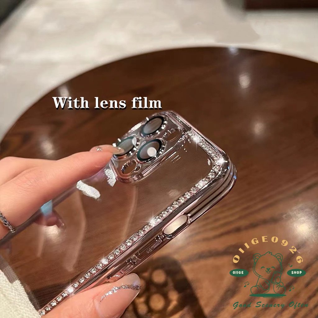 Ốp Điện Thoại Mềm Mạ Điện Họa Tiết Ngôi Sao Viền Kim Cương Cho Iphone 14 13 12 11Pro Max