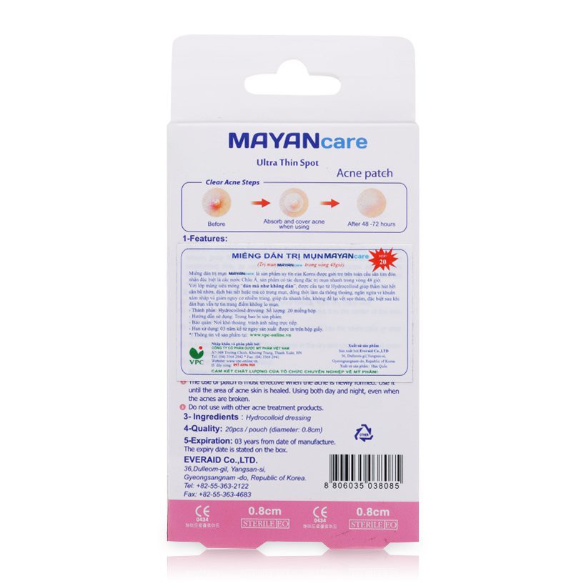 Miếng Dán Giảm Mụn Mayancare 20 Miếng (0.8cm)