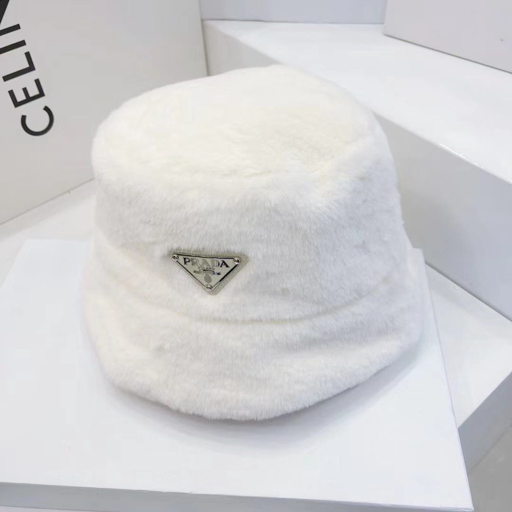 Nón Tai Bèo Prada Phối Lông Ấm Áp Cá Tính Cho Nam Nữ Mùa Thu Đông