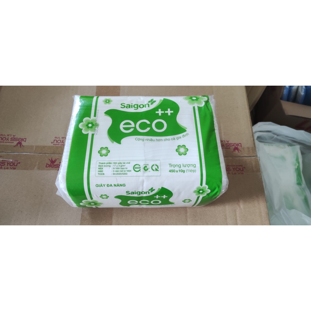 Gói 1300 tờ giấy ăn 1 lớp Sài Gòn Eco - gói 450g