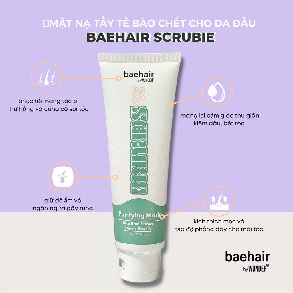 Tẩy da chết cho da đầu Baehair scrubie và xịt mọc tóc hỗ trợ làm phồng tóc, giảm gãy rụng Baehair lotion