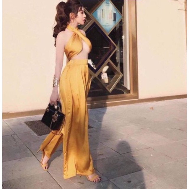 SALE 50% - Set áo yếm lụa quần suông sexy