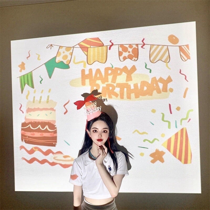 Máy chiếu mini phông sinh nhật happy birthday có đèn led