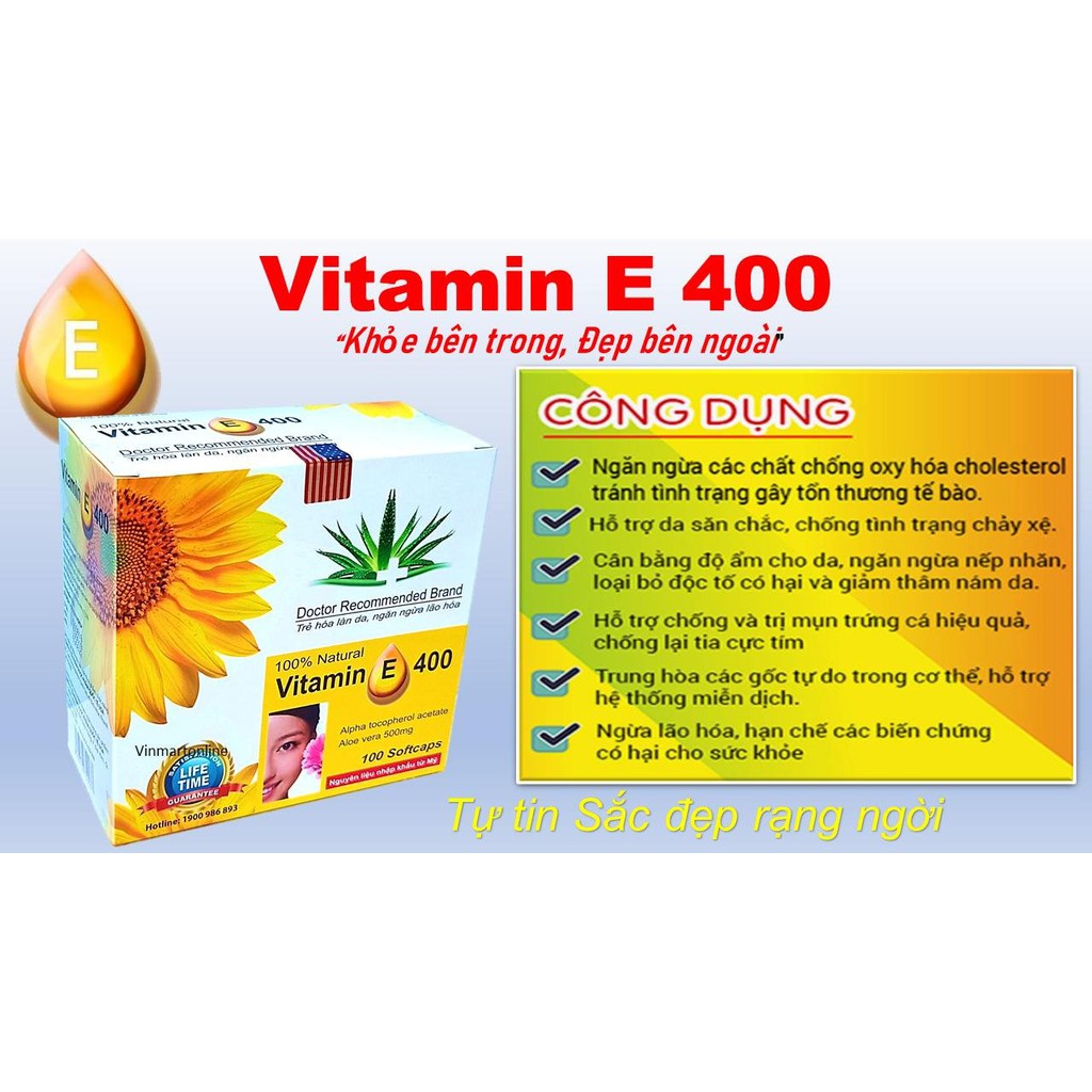 Viên Uống Đẹp Da Vitamin E Chống Lão Hóa