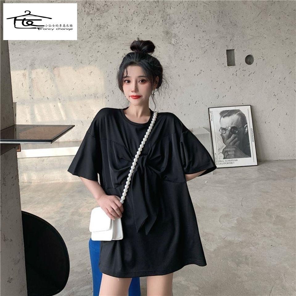 Áo Thun Tay Ngắn Phối Nơ Phong Cách Hàn Quốc Dành Cho Nữ