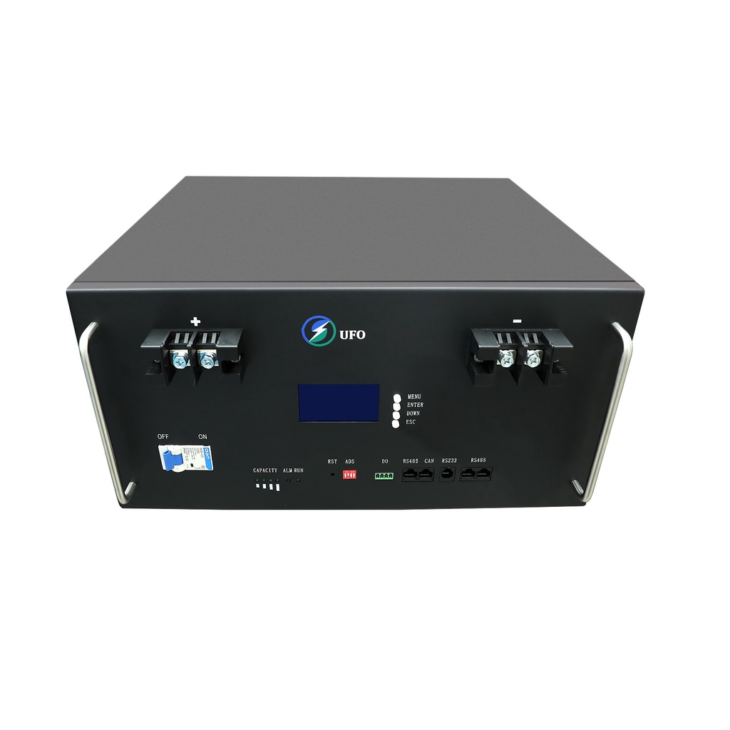 PIN LITHIUM UFO 4,8KWH 48V 100AH GẮN TỦ - MÀU ĐEN, CÓ MÀN HÌNH