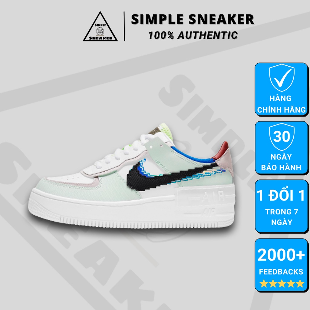 Giày Air Force 1 Shadow FREESHIP Giày Nike AF1 Shadow Pixel Swoosh Chính Hãng Chuẩn Auth [CV8480-300]- Simple Sneaker