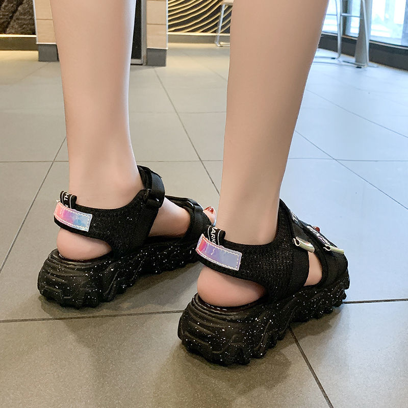 Women's Sandals Summer Fashion Outerwear2021New Student Sports Casual Shoes Fairy Style Velcro Roman Beach Shoes