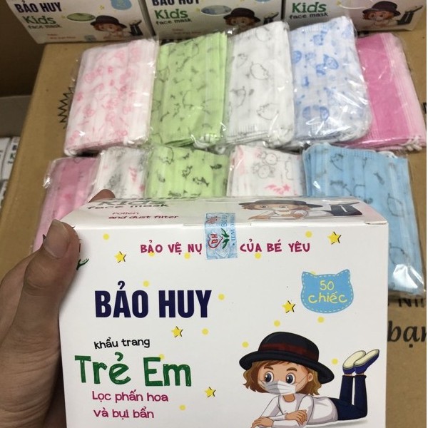 Khẩu trang cho bé y tế kháng khuẩn hộp 50 chiếc , khẩu trang trẻ em mask kid ngăn ngừa khói bụi độc hại