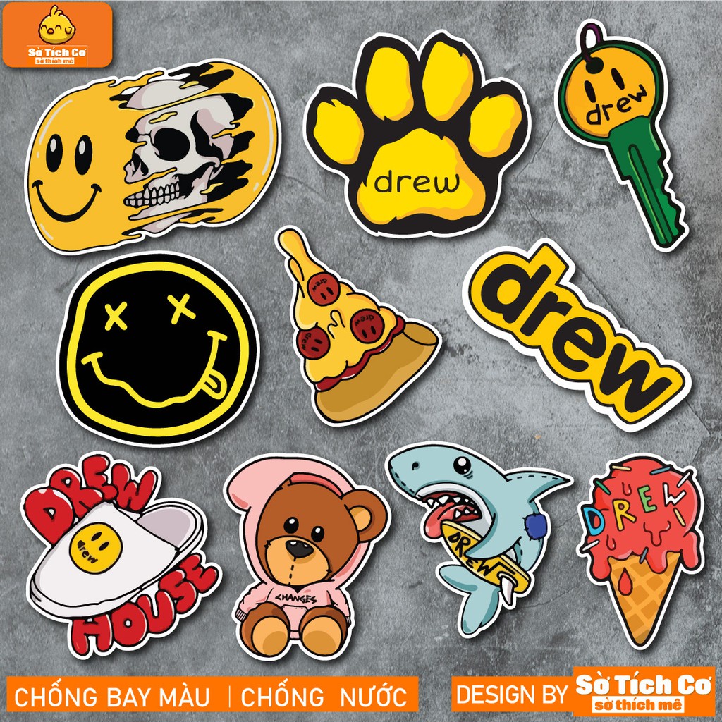 Drew chống nước sticker dán laptop, điện thoại, đàn guitar, mũ bảo hiểm, vali. MSP: NS26