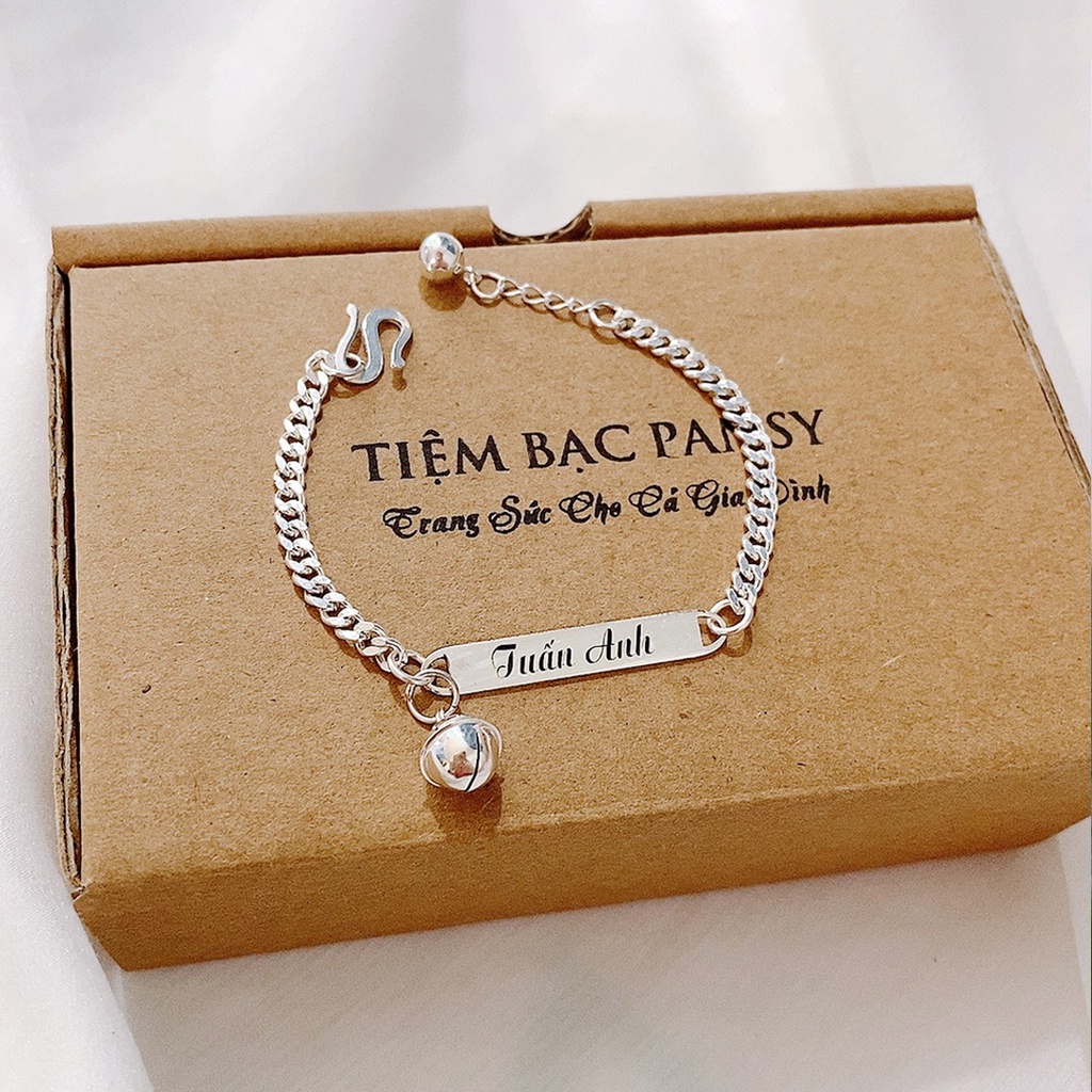 Lắc bạc cho bé khắc tên miễn phí - Vòng bạc trẻ em đeo tay, chân đều được