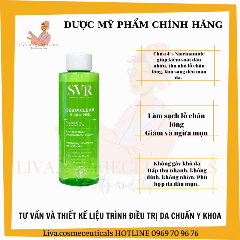 Toner Kiềm dầu, giảm mụn SVR Sebiaclear Micro-Peel