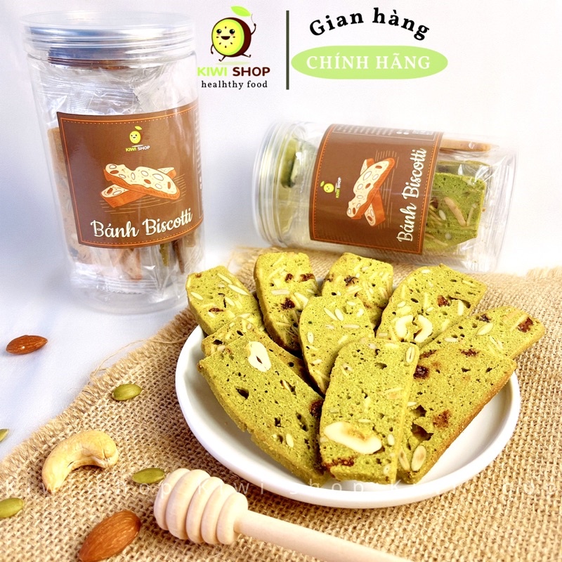 Bánh Biscotti vị Trà xanh hũ 200GR - eat clean, healthy, tập gym | KIWISHOP | NGON, CHẤT LƯỢNG, AN TOÀN