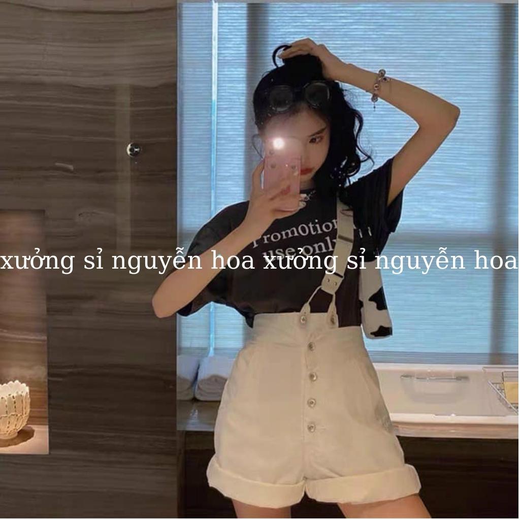 Quần yếm đùi gập gấu 1 dây cá tính năng động màu trắng dễ phối đồ phong cach hàn quốc xưởng sỉ nguyễn hoa