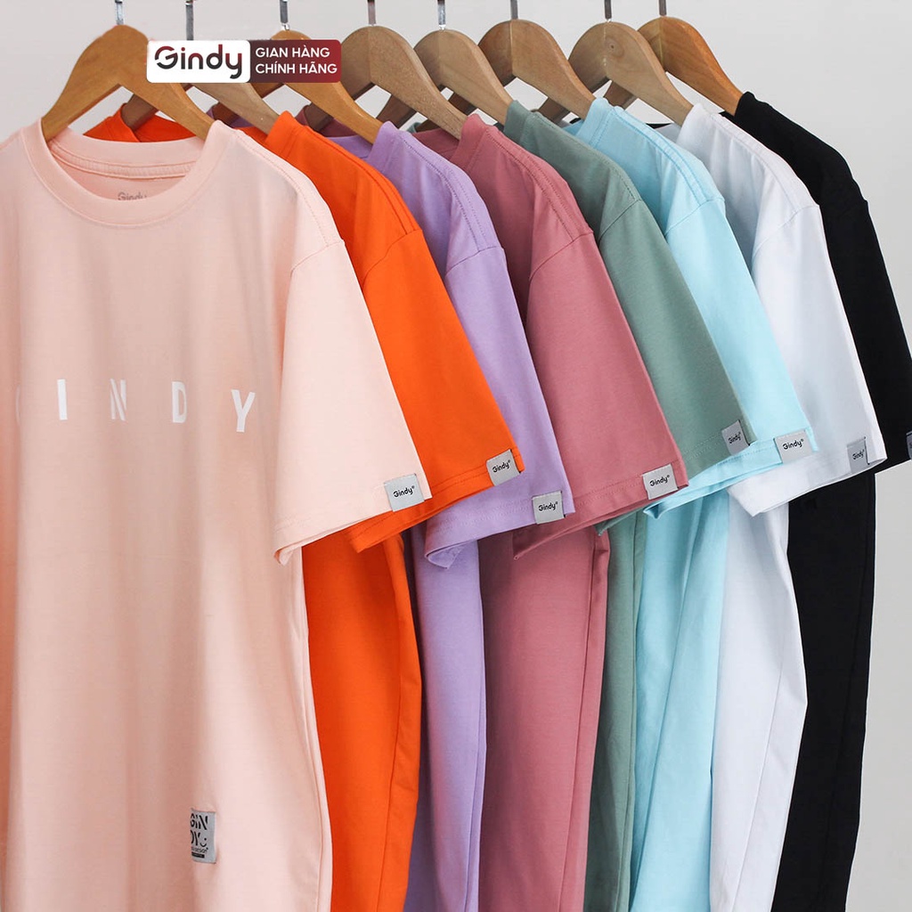 Áo phông cotton thun unisex trơn form rộng GINDY nam nữ dáng basic tay lỡ cổ tròn thoáng mát, co giãn 4 chiều A028 | BigBuy360 - bigbuy360.vn