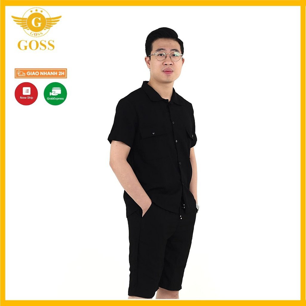 Bộ Đũi Nam Cổ Bẻ Cao Cấp, Vải Đũi Siêu Mềm Mịn Thoáng Mát Thấm Hút Mồ Hôi-GOSS M323 | BigBuy360 - bigbuy360.vn