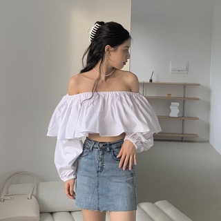 Áo trễ vai LOLLIE STUDIO TKA327 bèo xòe dài tay