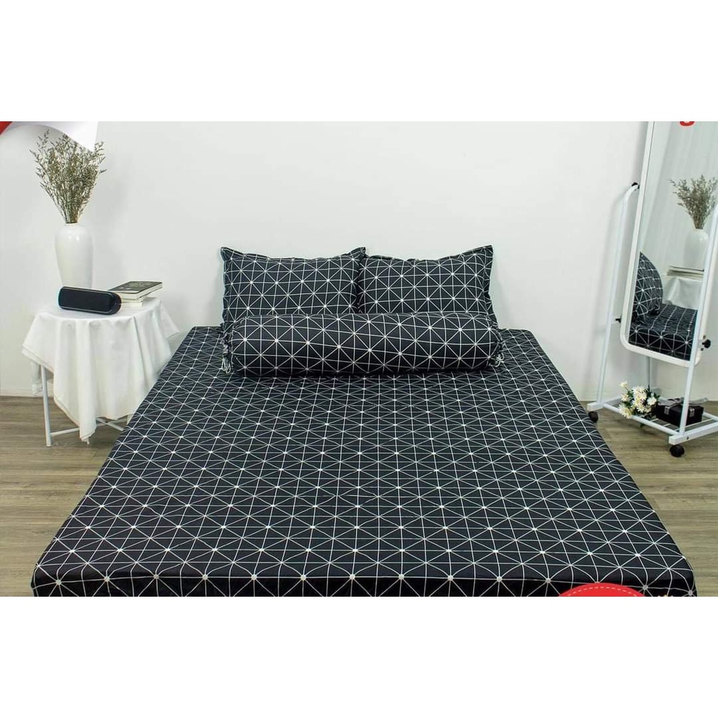 Bộ Ga gối 2mx2m21 ga 2 vỏ gốiChất Cotton Poly Mềm Mịn,MẪU KẺ BÀN CỜ